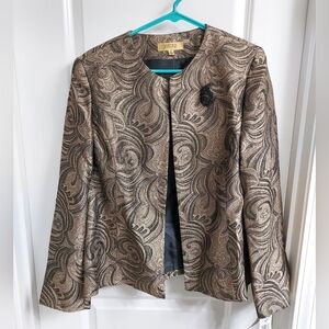 NWT Kasper Vintage Brocade Jacket in metallic Gold and Black